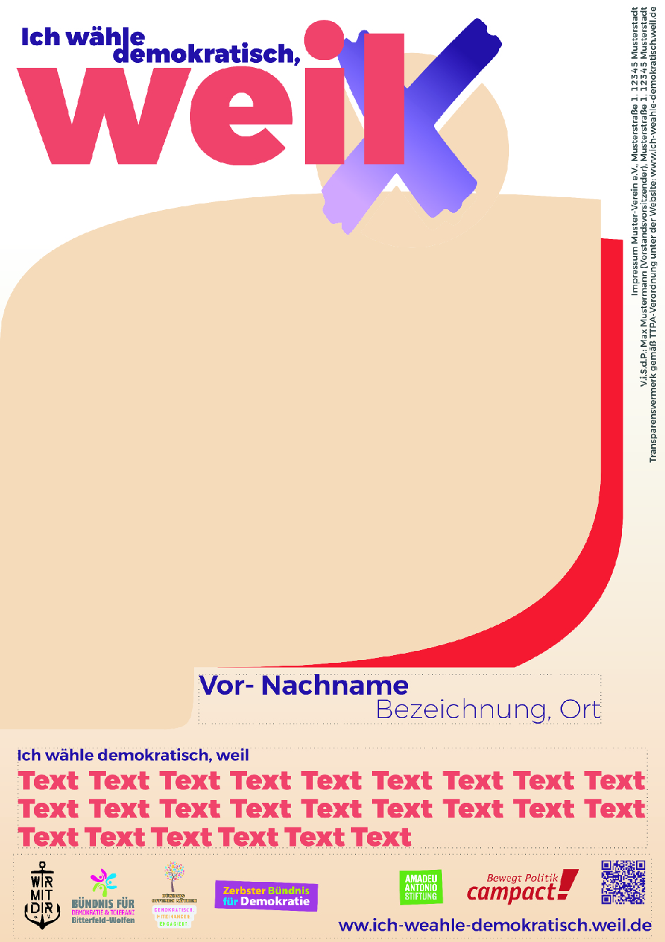 Kampagnenplakat „Ich wähle demokratisch, weil ...“